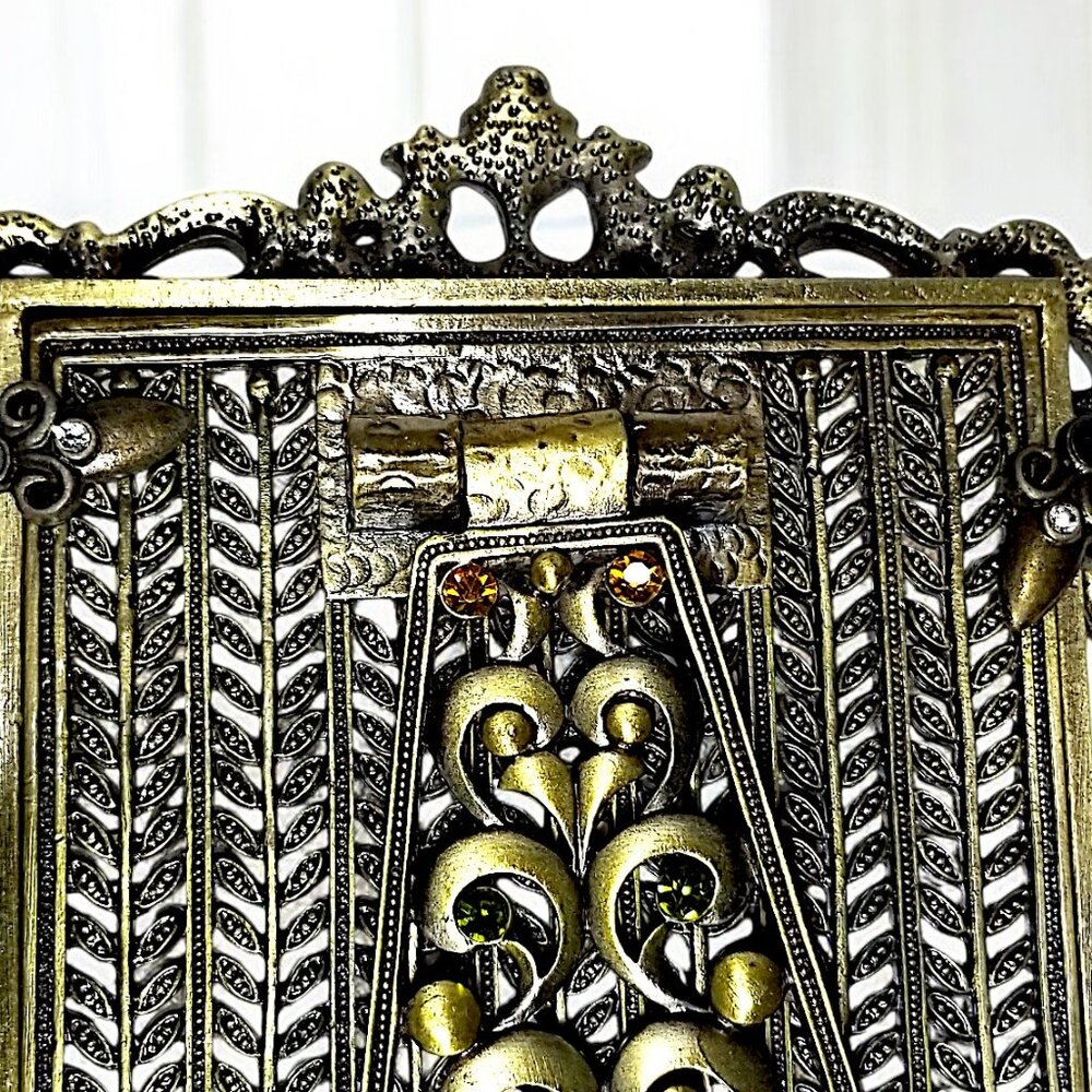 Tizo Italian Enamel Metal Photo Frame Retired Swarovski Crystals Ornate 3x3 - Picture 8 of 16